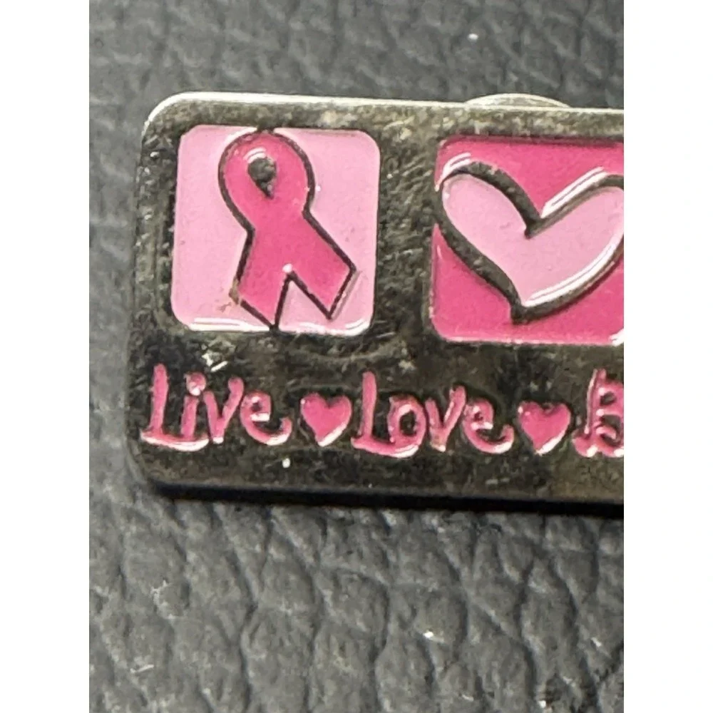 Live Love Beelieve Pink Silver Breast Cancer Support Pin Ribbon Heart Bee
